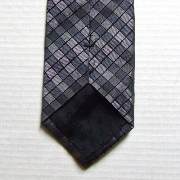 Calvin Klein tie silver gray square pattern silk necktie shades grey metallic - Picture 4 of 10